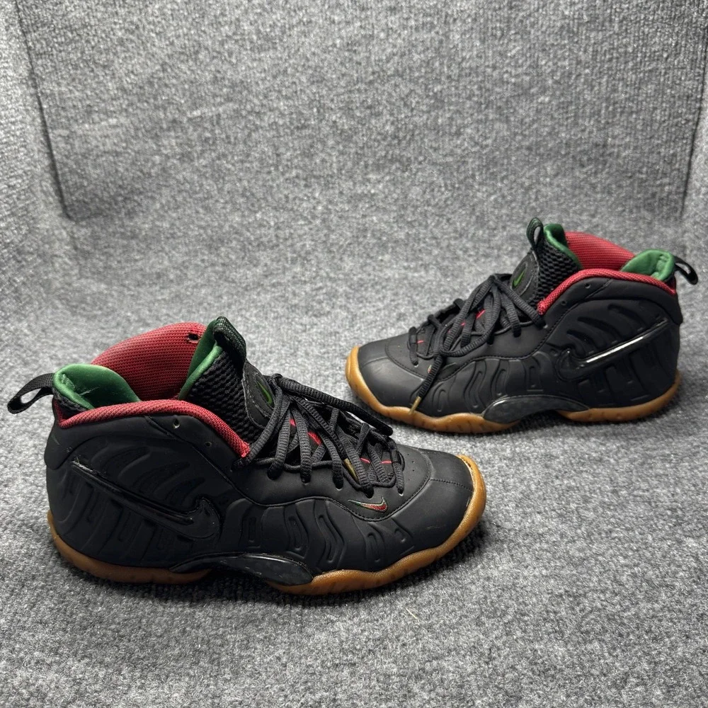 Nike Air Foamposite Pro Kids 4.5Y Black Gucci Gym Red Gorge Green 644792-004